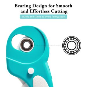 Headley Tools Upgraded 45mm Rotary Cutter with Bearing Design for Smoother, Deeper Cuts, Ergonomic Comfort Rolling Cutter with Safety Lock for Fabric, Leather, Sewing, Crafting, Quilting (Green)