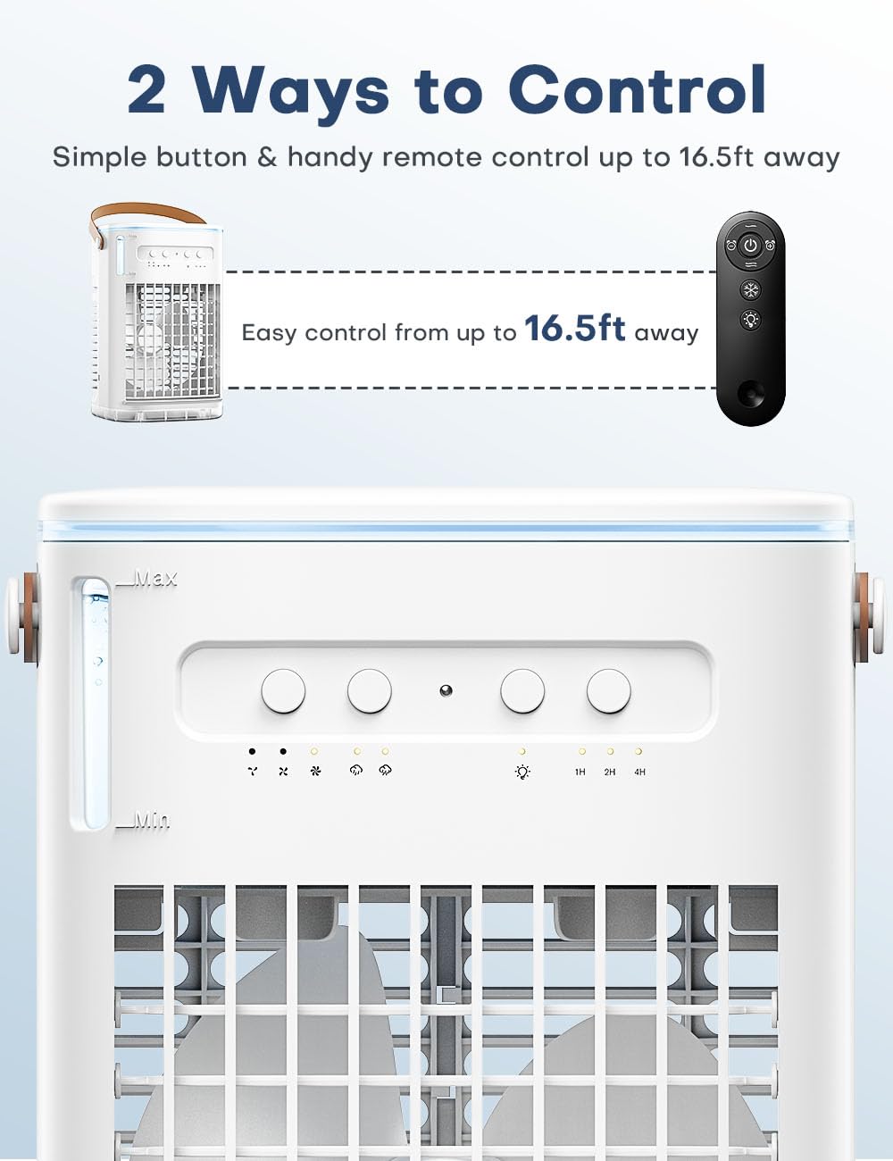 TEMEIKE 4-IN-1 Personal Air Conditioner w/Remote, 2 Ice Packs, 1200ML Tank, 7H Timer for Smart Auto-Off,2 Cool Mist,3-Speed Small Portable Air Conditioner, 7-LED Light Evaporative Air Cooler for Room