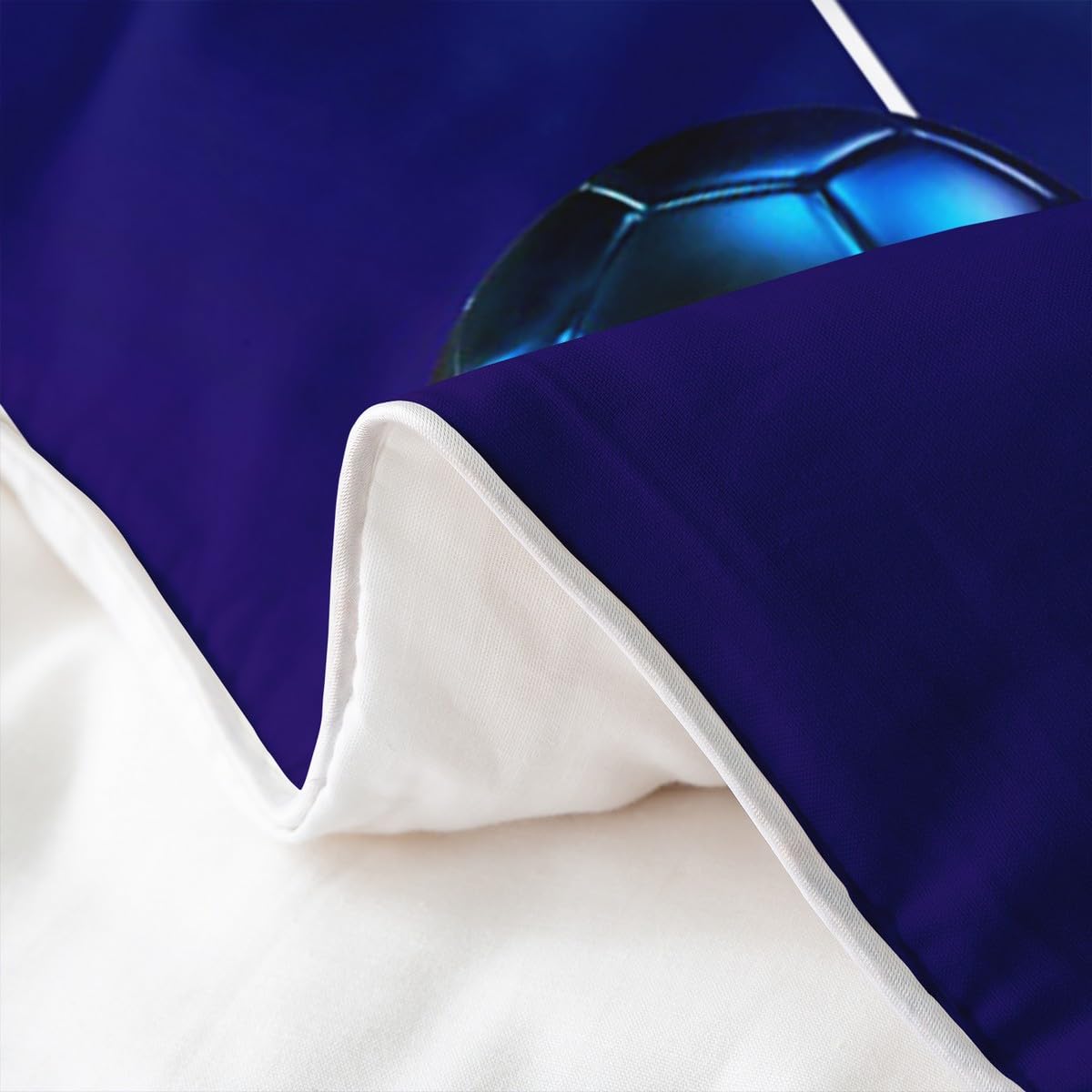 Feelyou Football Duvet Cover 100% Cotton Twin Size Rugby Sports Reversible Bedding Set for Ultra Soft Soccer Ball Game Comforter Cover Set Blue Purple Bedspread Cover Room Decor Bedclothes Zipper