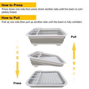 newox Collapsible Dish Drying Rack with Drainboard for Drying Dishes-Collapsible Portable Dinnerware -Organizer for Kitchen RV Campers Counter