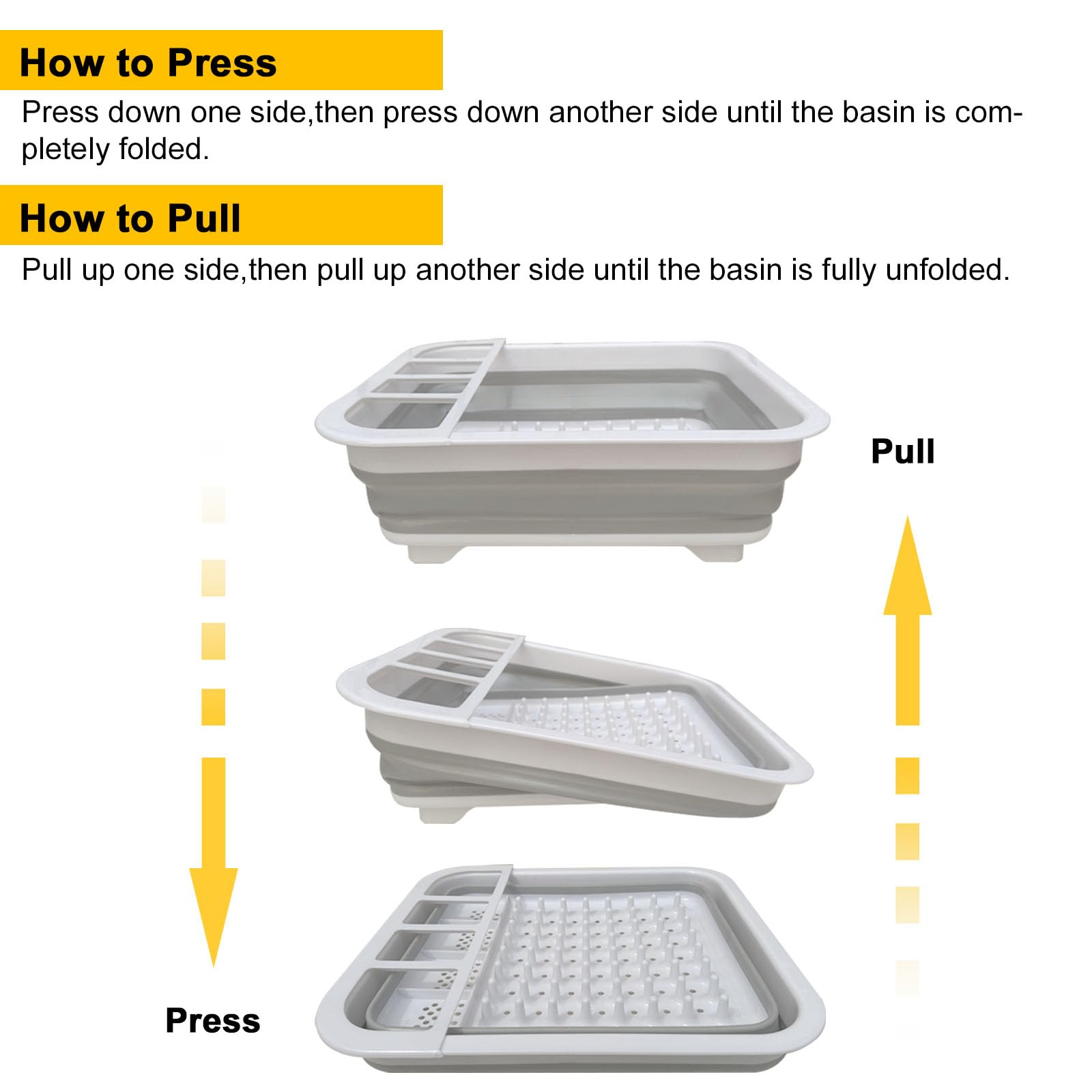 newox Collapsible Dish Drying Rack with Drainboard for Drying Dishes-Collapsible Portable Dinnerware -Organizer for Kitchen RV Campers Counter