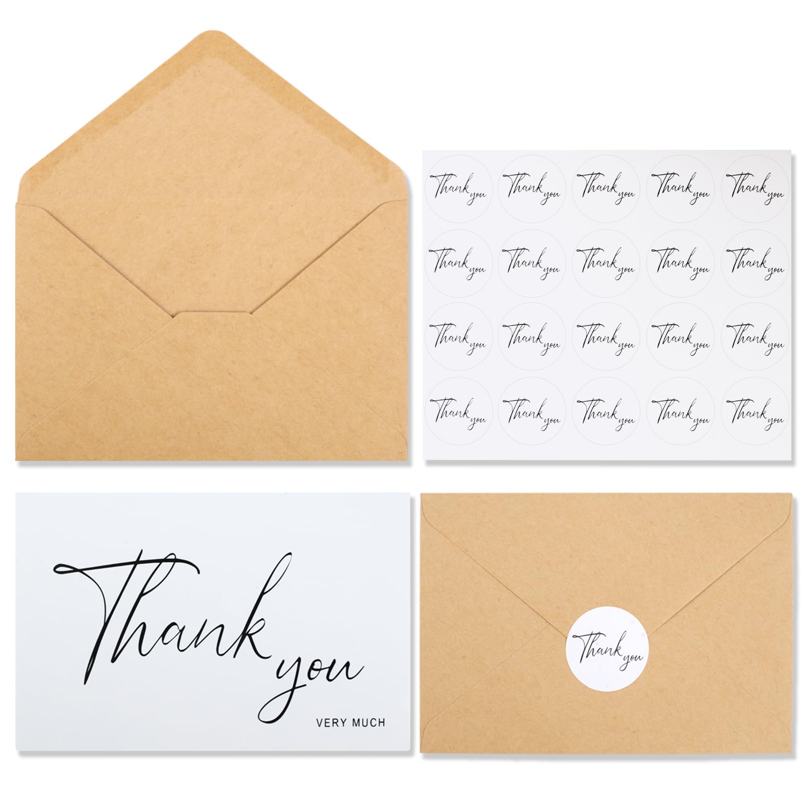 Joyberg Thank You Cards With Envelopes 34 pack, 4x6 Inch White Thank You Envelopes are Suitable for Weddings, Graduations, Funerals and Other Occasions.