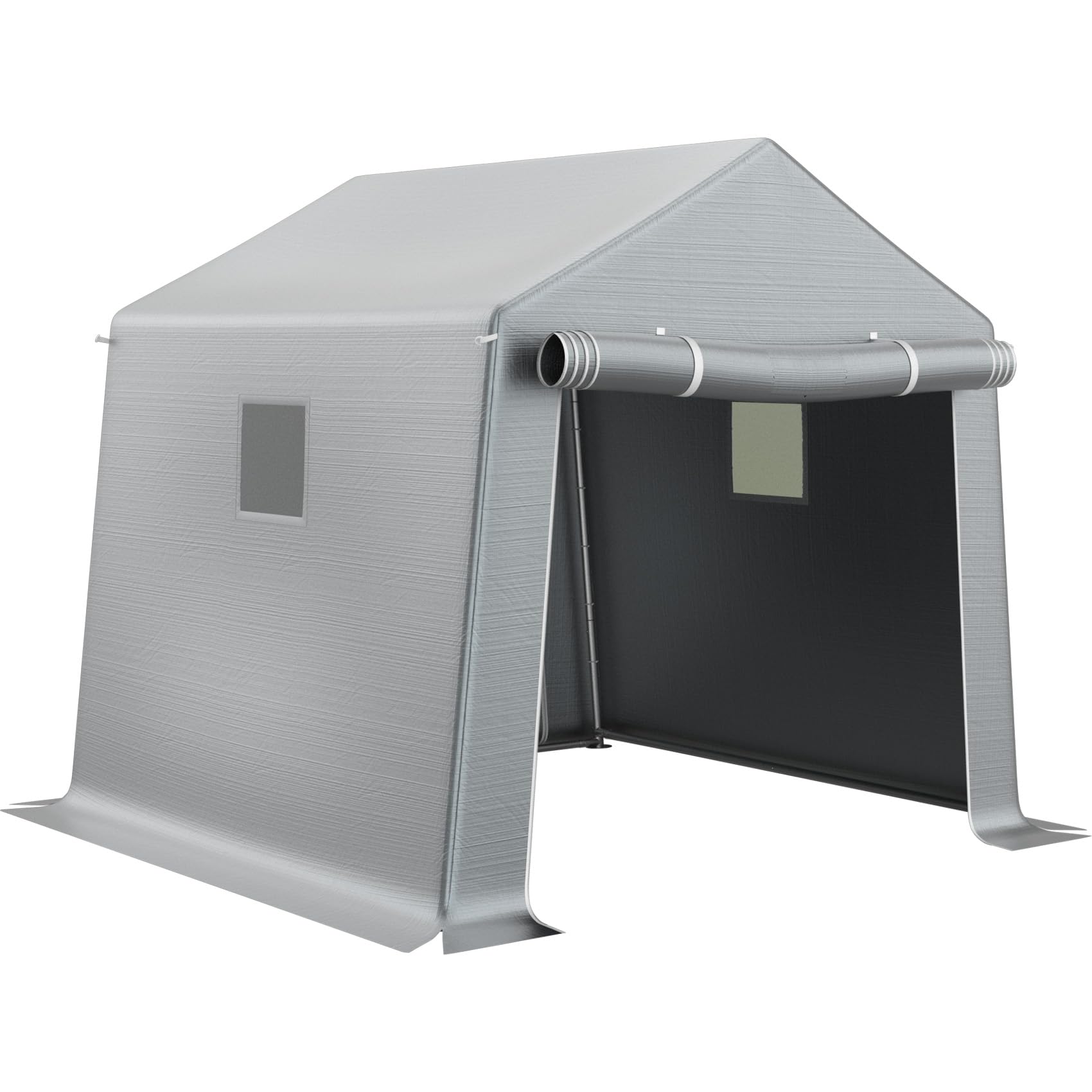 MESTYL 10x10 FT Heavy Duty Carport Outdoor Storage Shed with Roll-up Zipper Door and Ventilated Windows,Waterproof and UV Resistant Portable Garage,Motorcycle ATV Bike Tent Shelter Garden Tools,Gray