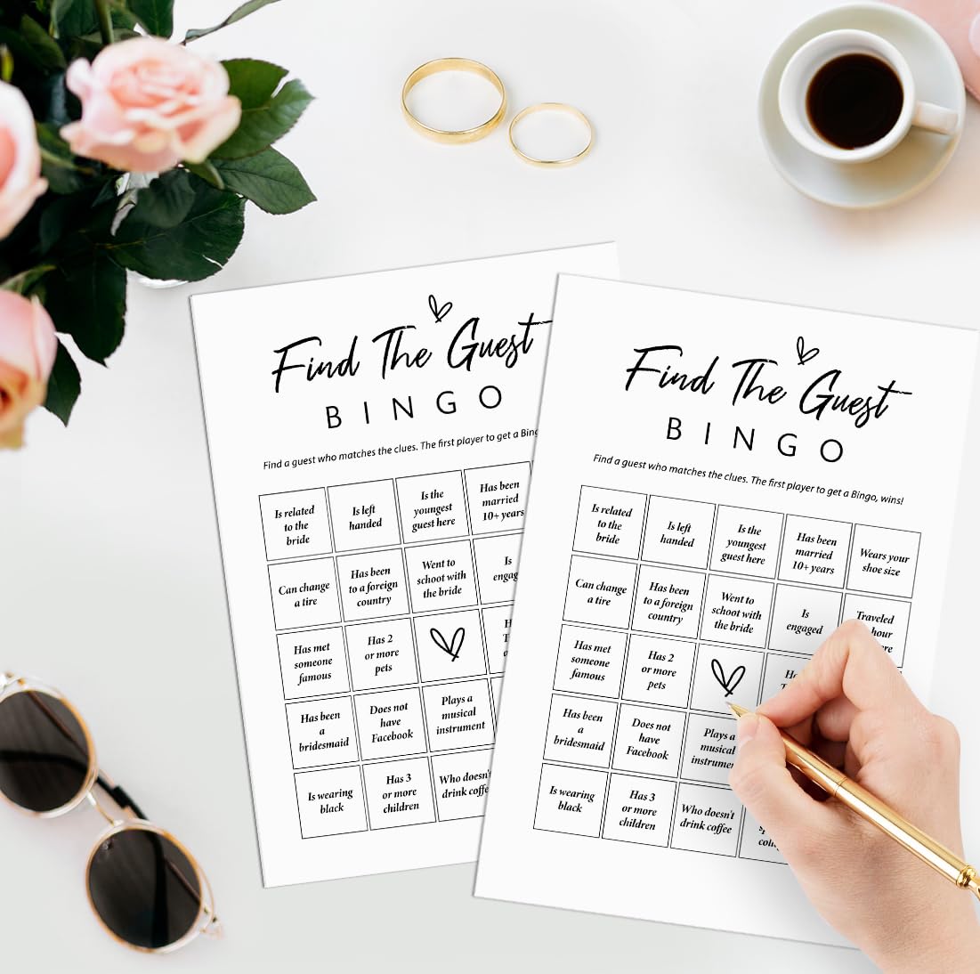 UHADRE Find The Guest Bingo Bridal Shower Game-Set of 30, Minimalist Bridal Shower Cards, Wedding Party Game Cards for Guests, Bridal Shower Ideas-HLYX09