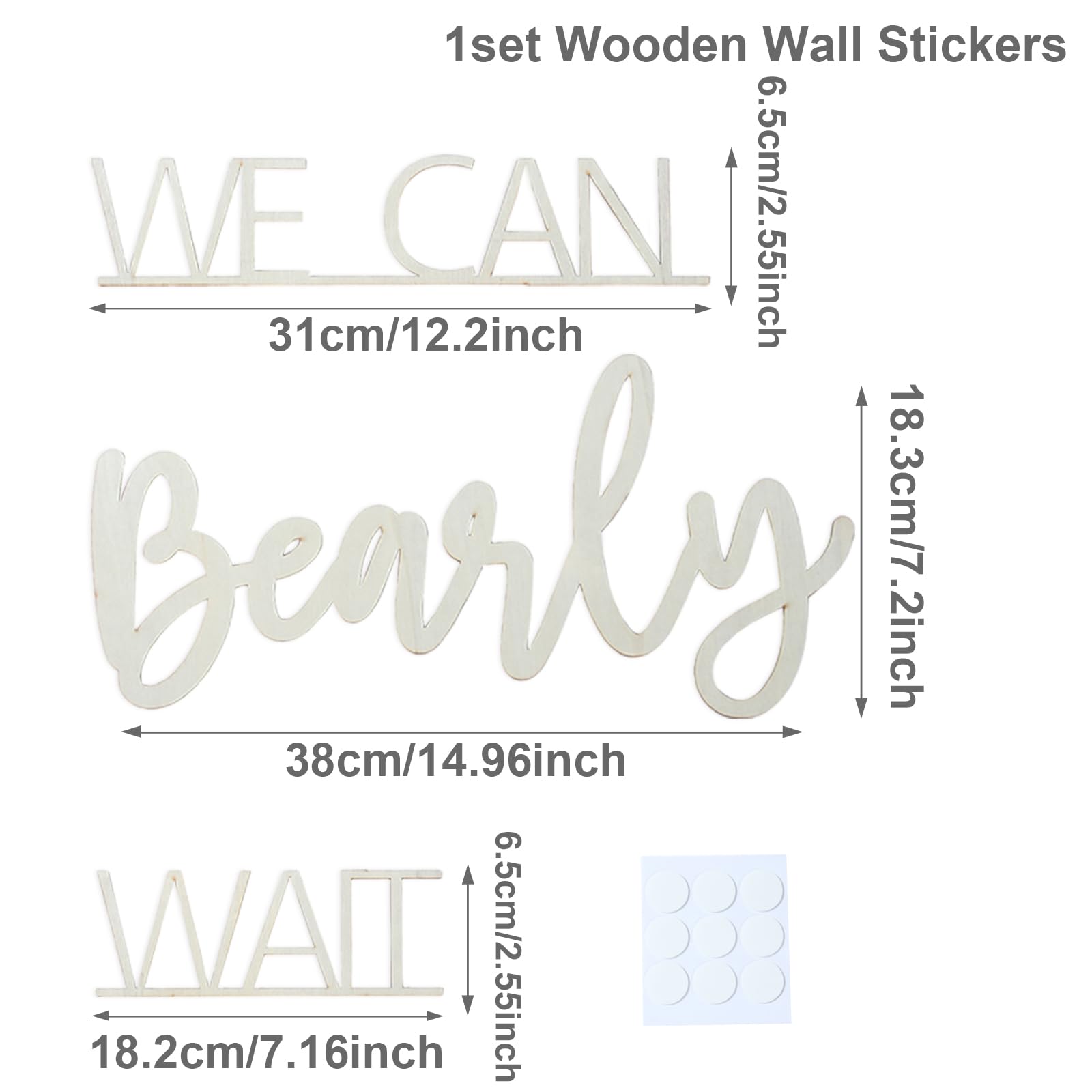 We Can Bearly Wait Sign for Teddy Bear Baby Shower Decoration Backdrop,Baby Boy Girl Gender Reveal Backdrop,Baby Announcements Photo Props(Wooden)