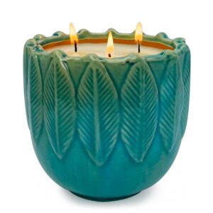 exquisite ceramic citronella candle outdoor, natural essential oils & soy wax scented candle, indoor outdoor ambiance enhancing centerpiece candles, 20oz 3-wick large citronella candle