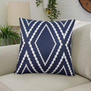 Adabana Outdoor Waterproof Throw Pillow Covers Set of 2 Boho Geometric Pillows Cover for Patio Garden 18 x 18 Inch Navy Blue