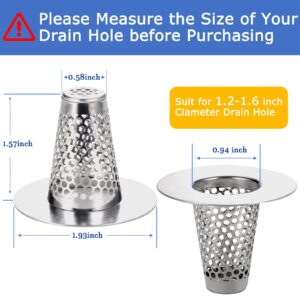 3PCS Bathroom Sink Drain Strainers for 1"-1.6" Depth Than 1.6" Drain Hole,Stainless Steel Bathroom Sink Drain Hair Catcher for Laundry, Utility, RV Sink.Small Conical Bathroom Sink Strainer Basket