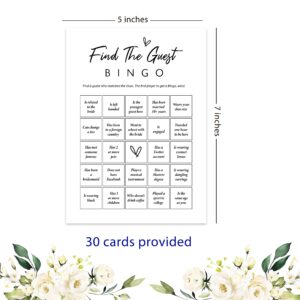 UHADRE Find The Guest Bingo Bridal Shower Game-Set of 30, Minimalist Bridal Shower Cards, Wedding Party Game Cards for Guests, Bridal Shower Ideas-HLYX09