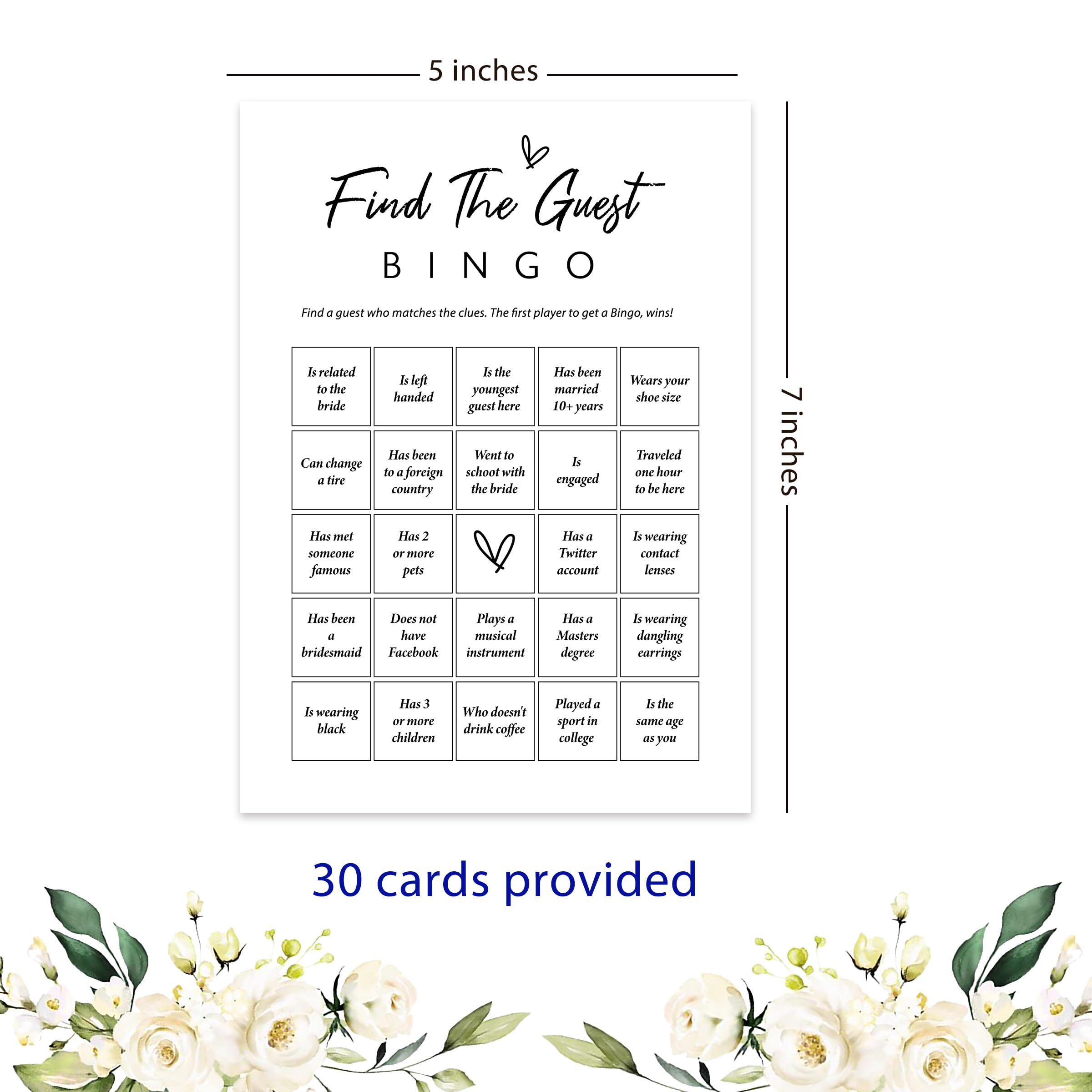 UHADRE Find The Guest Bingo Bridal Shower Game-Set of 30, Minimalist Bridal Shower Cards, Wedding Party Game Cards for Guests, Bridal Shower Ideas-HLYX09