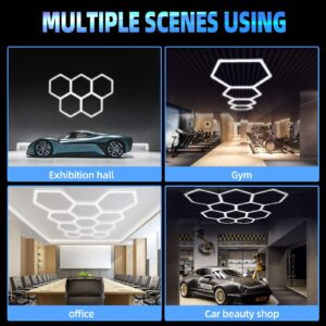 23 Pack Honeycomb Hexagon Led Lights for Garage Gym Gaming Room Wall Barbershop Basement Studio Car Care Wash Room, 5 Grid 16560LM 138W Super Bright Car Detailing Led Shop Light Hexagon Ceiling Light