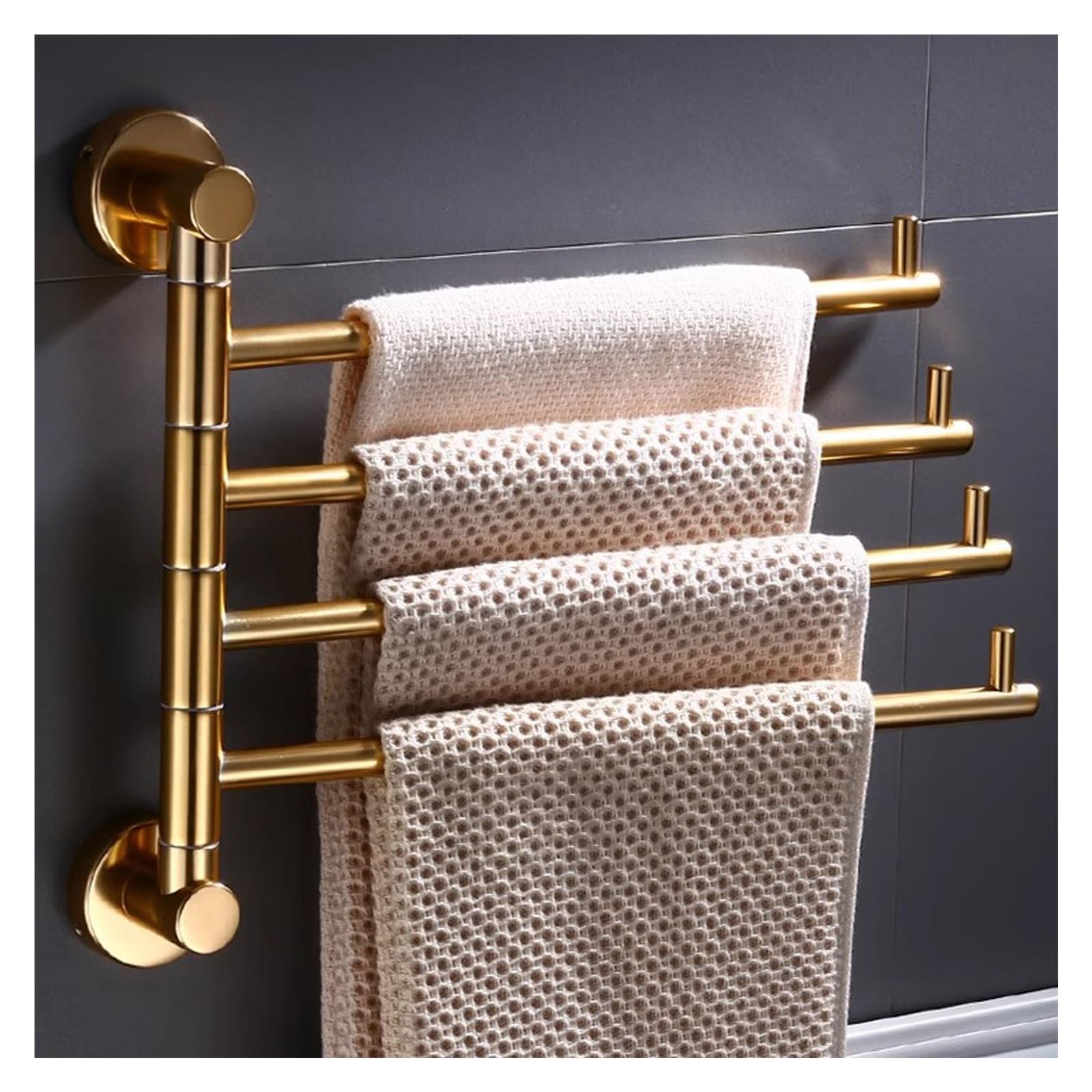 Swivel Gold Bathroom Towel Holder,Swing Out Towel Racks for Bathroom Kitchen,Wall Mount Drying Racks for Laundry,Rustproof Solid Aluminium Towel Hanger Storage Organizer Space Saving Towel Rails (Col