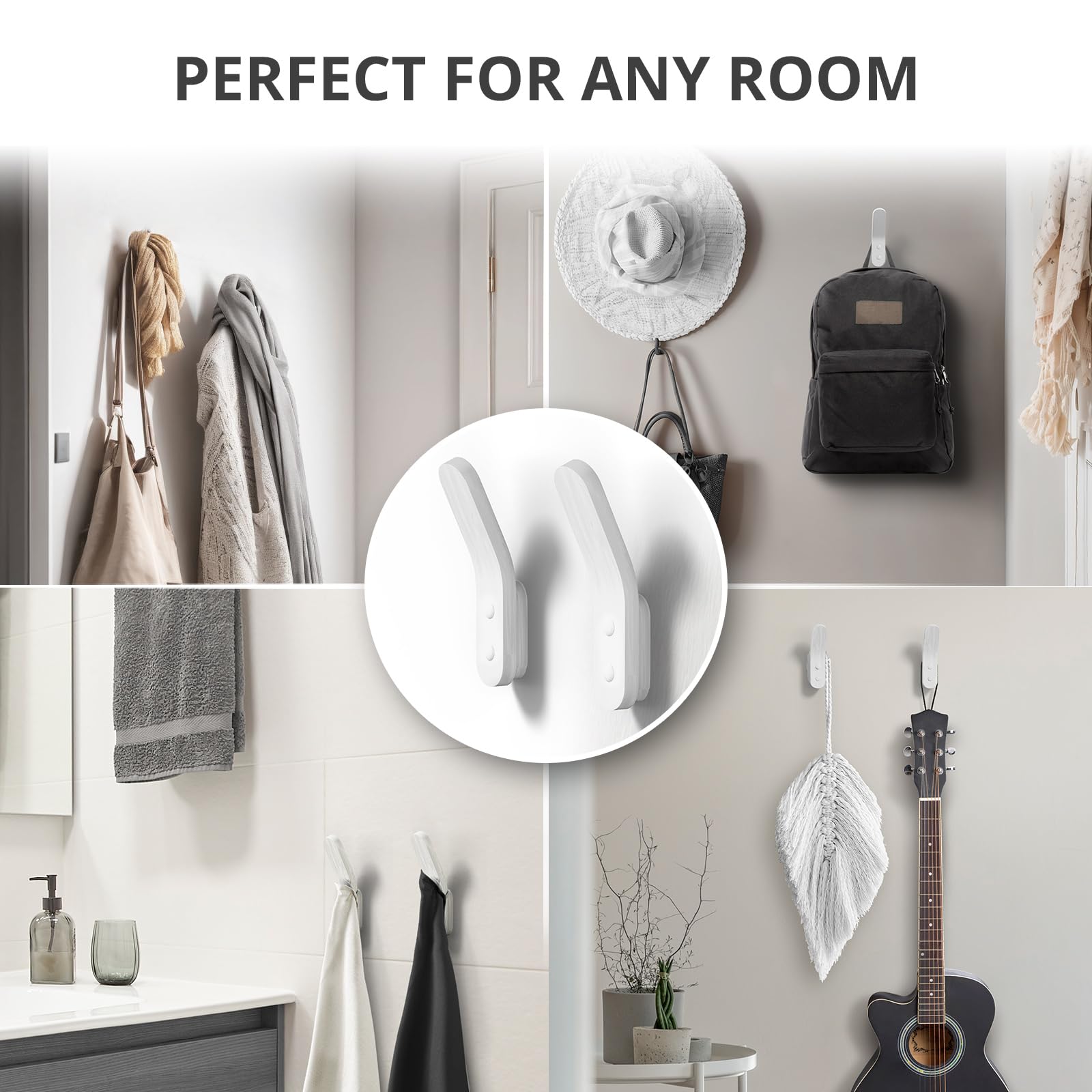 X-Protector Coat Hooks - 2 pcs Set, White - Mango Wood Wall Hooks for All Purposes - Unique Coat Hooks Wall Mount - Premium Decorative Wall Hooks - Heavy-Duty Closet Hooks Wall Mount for Any Clothes!