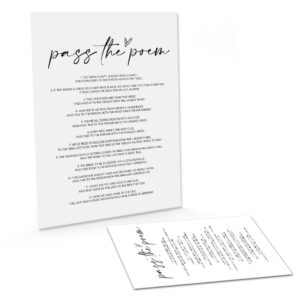 UHADRE Pass The Poem Bridal Shower Game, Minimalist Bridal Shower Cards, Wedding Party Game Cards for Guests, Bridal Shower Ideas-HLYX10