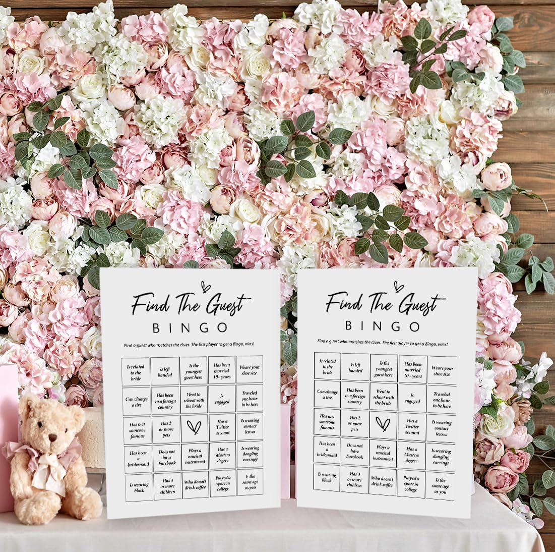 UHADRE Find The Guest Bingo Bridal Shower Game-Set of 30, Minimalist Bridal Shower Cards, Wedding Party Game Cards for Guests, Bridal Shower Ideas-HLYX09