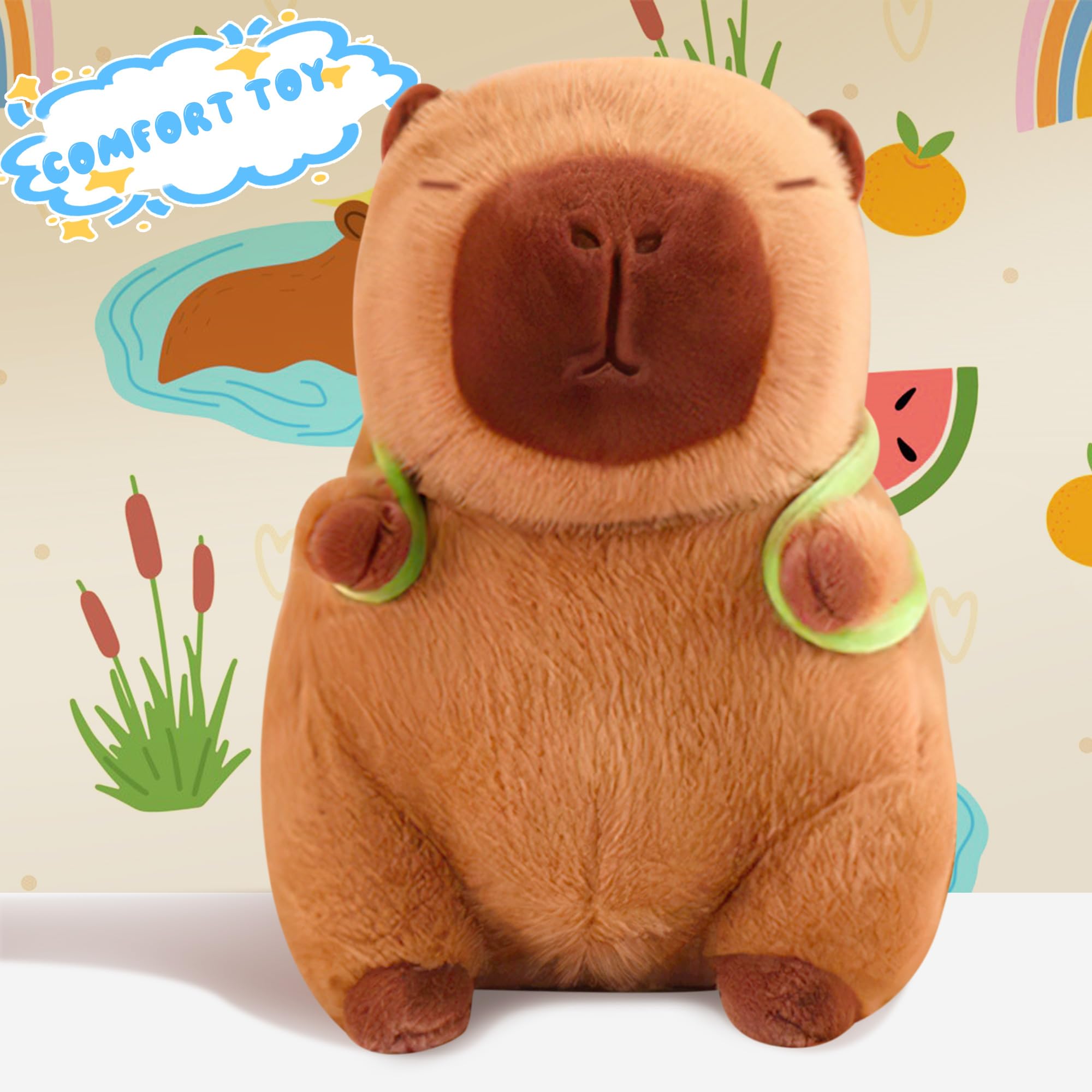 redaica 9.8in Capybara Plush Cute Capybara Stuffed Animals with Turtle Backpack, Kawaii Capibara Plushie Toys for Kids, Rodents Animals Pet Doll Soft Hugging Pillow for Boys Girls Birthday Gift