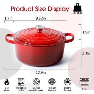 Generic 4.5 Quart Enameled Cast Iron Dutch Oven Pot with Lid, Dual Handles Enamel Dutch Oven, Non-Stick Round Dutch Oven for Bread Baking (Gradient Red), ZTG-CH-001