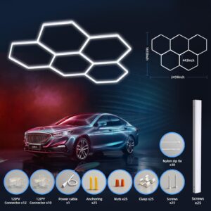 23 Pack Honeycomb Hexagon Led Lights for Garage Gym Gaming Room Wall Barbershop Basement Studio Car Care Wash Room, 5 Grid 16560LM 138W Super Bright Car Detailing Led Shop Light Hexagon Ceiling Light