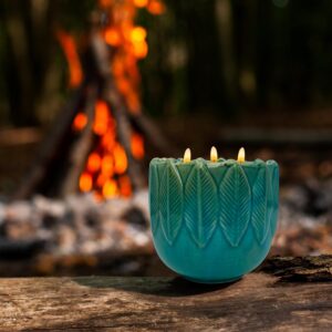 Exquisite Ceramic Citronella Candle Outdoor, Natural Essential Oils & Soy Wax Scented Candle, Indoor Outdoor Ambiance Enhancing Centerpiece Candles, 20oz 3-Wick Large Citronella Candle