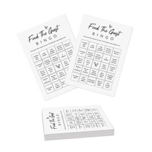 UHADRE Find The Guest Bingo Bridal Shower Game-Set of 30, Minimalist Bridal Shower Cards, Wedding Party Game Cards for Guests, Bridal Shower Ideas-HLYX09