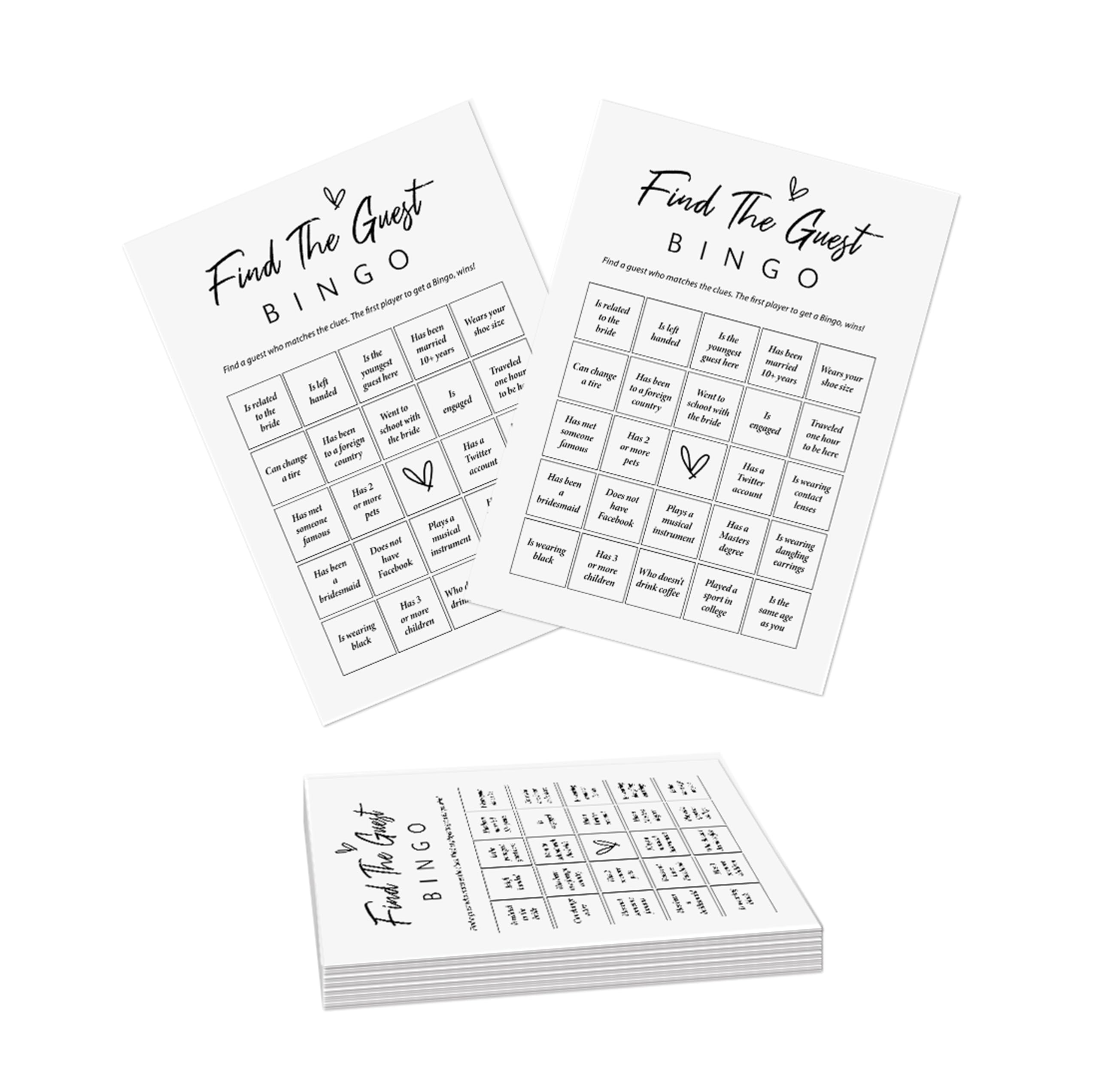 UHADRE Find The Guest Bingo Bridal Shower Game-Set of 30, Minimalist Bridal Shower Cards, Wedding Party Game Cards for Guests, Bridal Shower Ideas-HLYX09