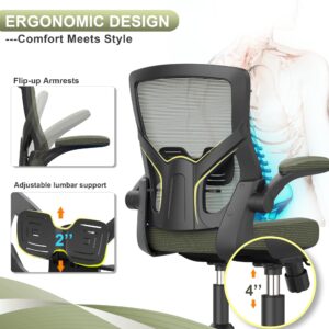 CYKOV Office Chair, High Back Desk Chair Adjustable Height and Ergonomic Design Home Office Computer Chair Executive Lumbar Support Padded Flip-up Armrest Swivel Task Chair