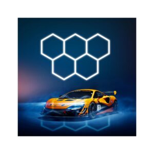 23 pack honeycomb hexagon led lights for garage gym gaming room wall barbershop basement studio car care wash room, 5 grid 16560lm 138w super bright car detailing led shop light hexagon ceiling light