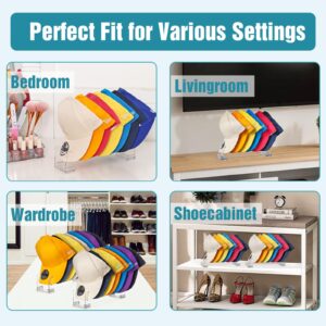 SUHERCBD Hat Stand for Baseball Caps, 2Pcs No Install Hat Acrylic Organizers Hat Storage for 14Caps,Hat Racks for Baseball Caps Display and Organizer for Bedroom, Closet, Dresser, Office