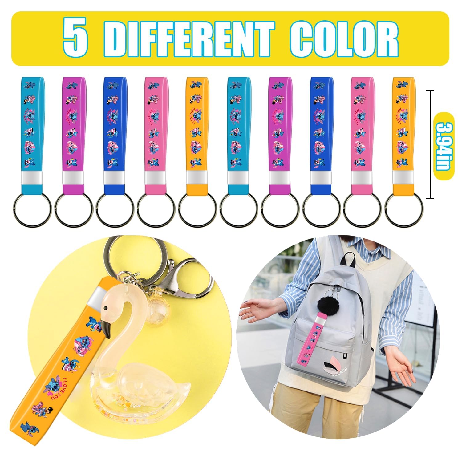 desmilo 90pcs Birthday Decorations Include 10 Bracelets, 10 Keychains, 10 Acrylic Button Pins, 10 Paper Bags, and 50 Stickers, Party Supplies for Birthday Party Favors Set