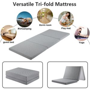 Planet Sleepings Twin Mattress 3 Inch Tri-fold Gel Foam Mattress, Adjustable Softness Relief Back Pain Breathable and Washable Cover, CertiPUR-US