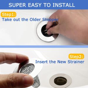 3PCS Bathroom Sink Drain Strainers for 1"-1.6" Depth Than 1.6" Drain Hole,Stainless Steel Bathroom Sink Drain Hair Catcher for Laundry, Utility, RV Sink.Small Conical Bathroom Sink Strainer Basket