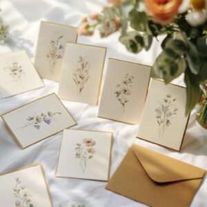 BGTCARDS Blank Cards, 32 Pack Blank Greet Cards, Beautiful Blank Note Cards, Perfect Stationary Set For All Occasions, 8 Assorted Floral Designs, 4" x 6"