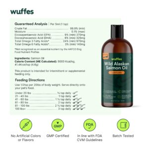 Wuffes Wild Alaskan Salmon Oil for Dogs - Natural EPA & DHA Fatty Acids and Omega 3 for Canines, Healthy Skin and Coat, Joint Support, Reduced Allergic Response - 100% Pure Fish Oil for Pets - 16 Oz