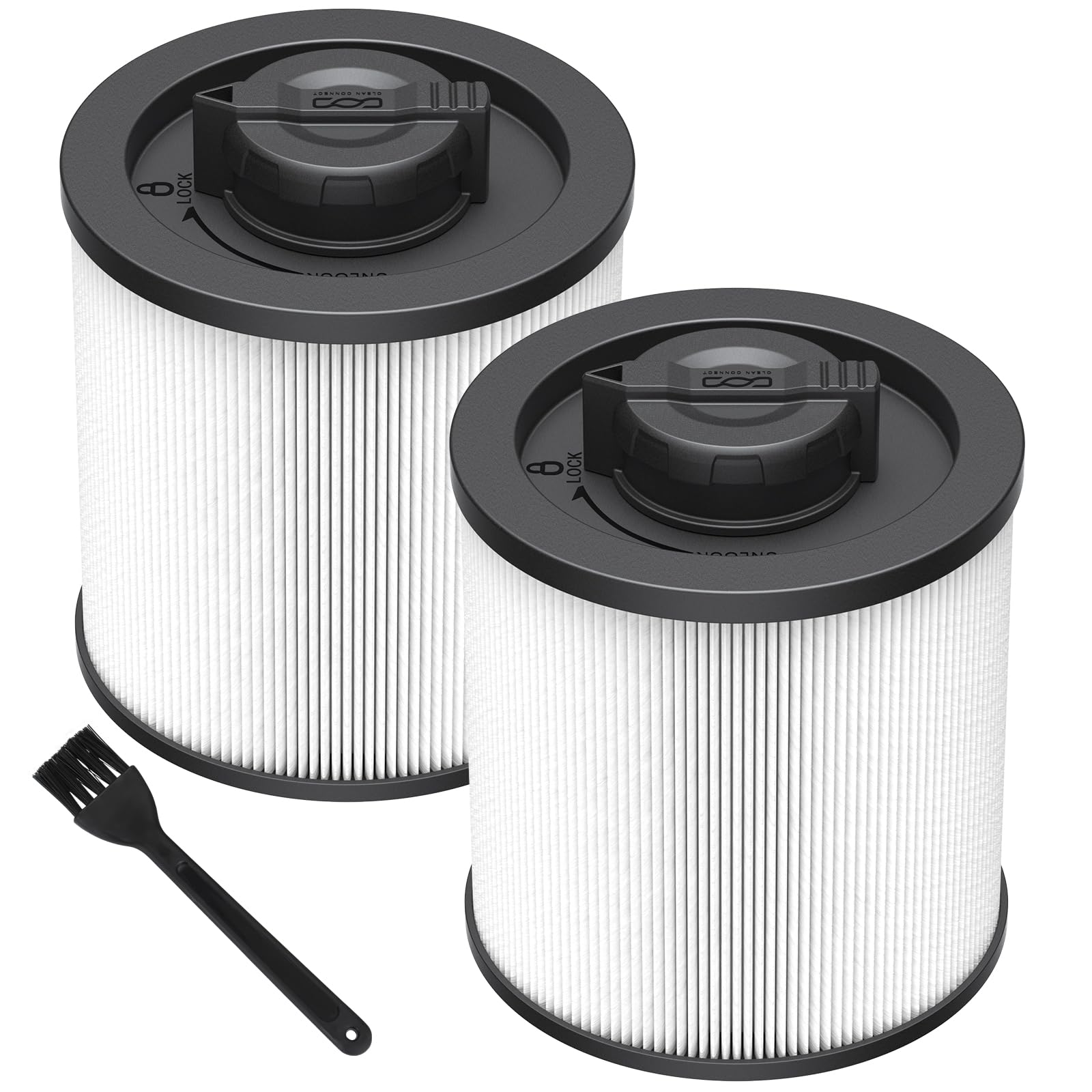 2 Pack DXVC6910 Cartridge Filter Replacement for DEWALT 6-16 Gallon Wet/Dry Vac, Compatible with DeWalt DXV06P DXV09P DXV10P DXV10PL DXV10SA DXV12P DXV14P DXV16P, White