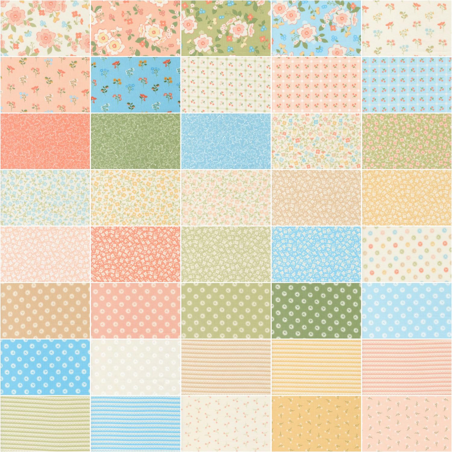 Dainty Meadow Charm Pack by Heather Briggs; 42-5" Precut Fabric Quilt Squares