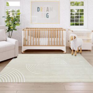 Lahome Rainbow Area Rug for Bedroom, Modern Nursery Playroom Rug Large Area Rugs 5x7 for Bedroom Aesthetic, Living Room Boho Machine Washable Beige Area Rug Non Slip Floor Carpet for Office Dorm