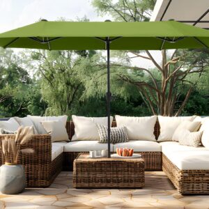 PHI VILLA 13ft Large Patio Umbrellas, Double-Sided Outdoor Market Rectangle Umbrella for Outside, Lime Green