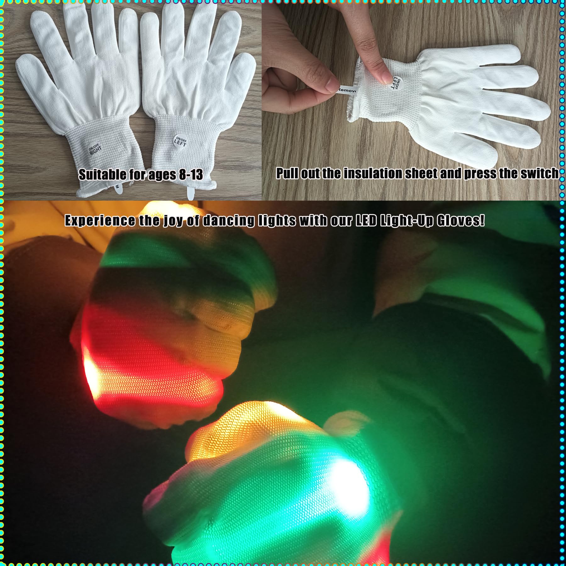 VICAITOYS Toys for Ages 8-13 LED Gloves Toys for Boys Age 8-10 Light Up Gloves, Light Up Gloves for Kids Birthday Easter Gift Cool Fun Toys for 8-13 Year Old