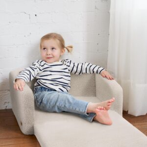 Sturdy Kids Couch and Chair for Fun Play Time or Comfy Lounging - The Perfect 2 in 1 Toddler Sofa Easily Unfolds Into a Super Soft Lounger - Modern Fold Out Chair for Babies Fits Nicely with Any Decor