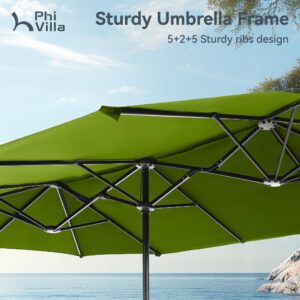 PHI VILLA 13ft Large Patio Umbrellas, Double-Sided Outdoor Market Rectangle Umbrella for Outside, Lime Green