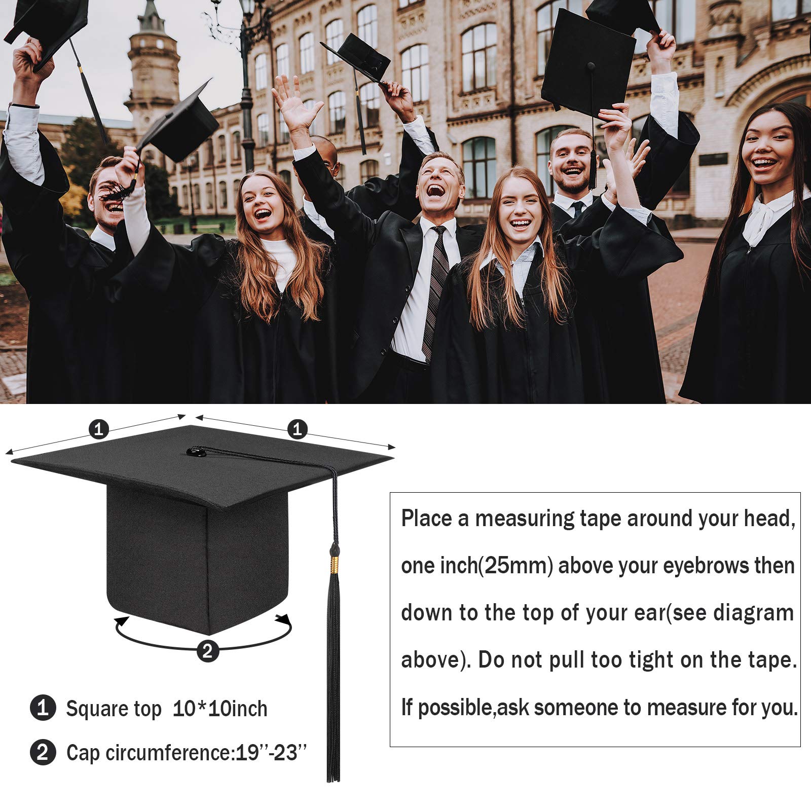 Panitay 30 Pcs Black Graduation Cap Bulk 2024 Adult Graduation Hat with Tassel Adjustable Man Women Graduation Hat for Bachelor Master School College High School Ceremony Costume Accessory