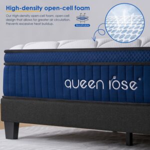 QUEEN ROSE Twin Size 12inch Mattress Bed in a Box, Pillow Top Gel Memory Foam Mattress for Kids, Hybrid Mattress with Individually Wrapped Pocket Coils Innerspring