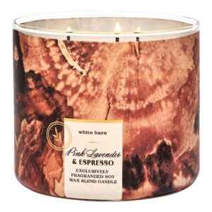 Bath + Body Works Pink Lavender + Espresso Candle - 3 Wick Scented Candle w/White Metal Lid - 14.5 Ounces