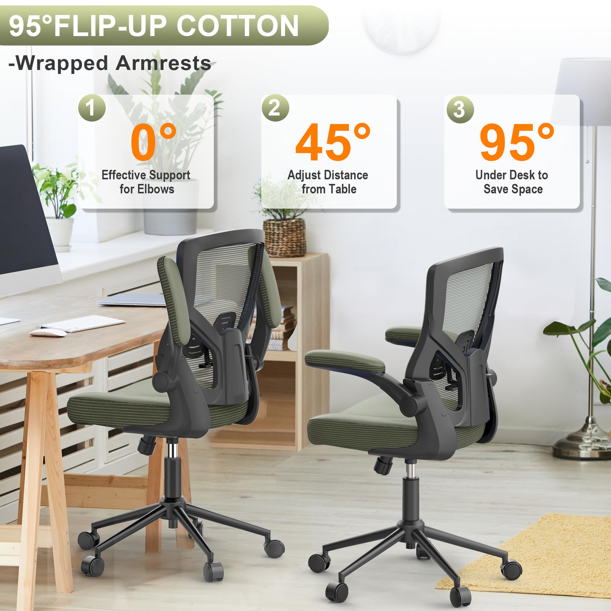 CYKOV Office Chair, High Back Desk Chair Adjustable Height and Ergonomic Design Home Office Computer Chair Executive Lumbar Support Padded Flip-up Armrest Swivel Task Chair