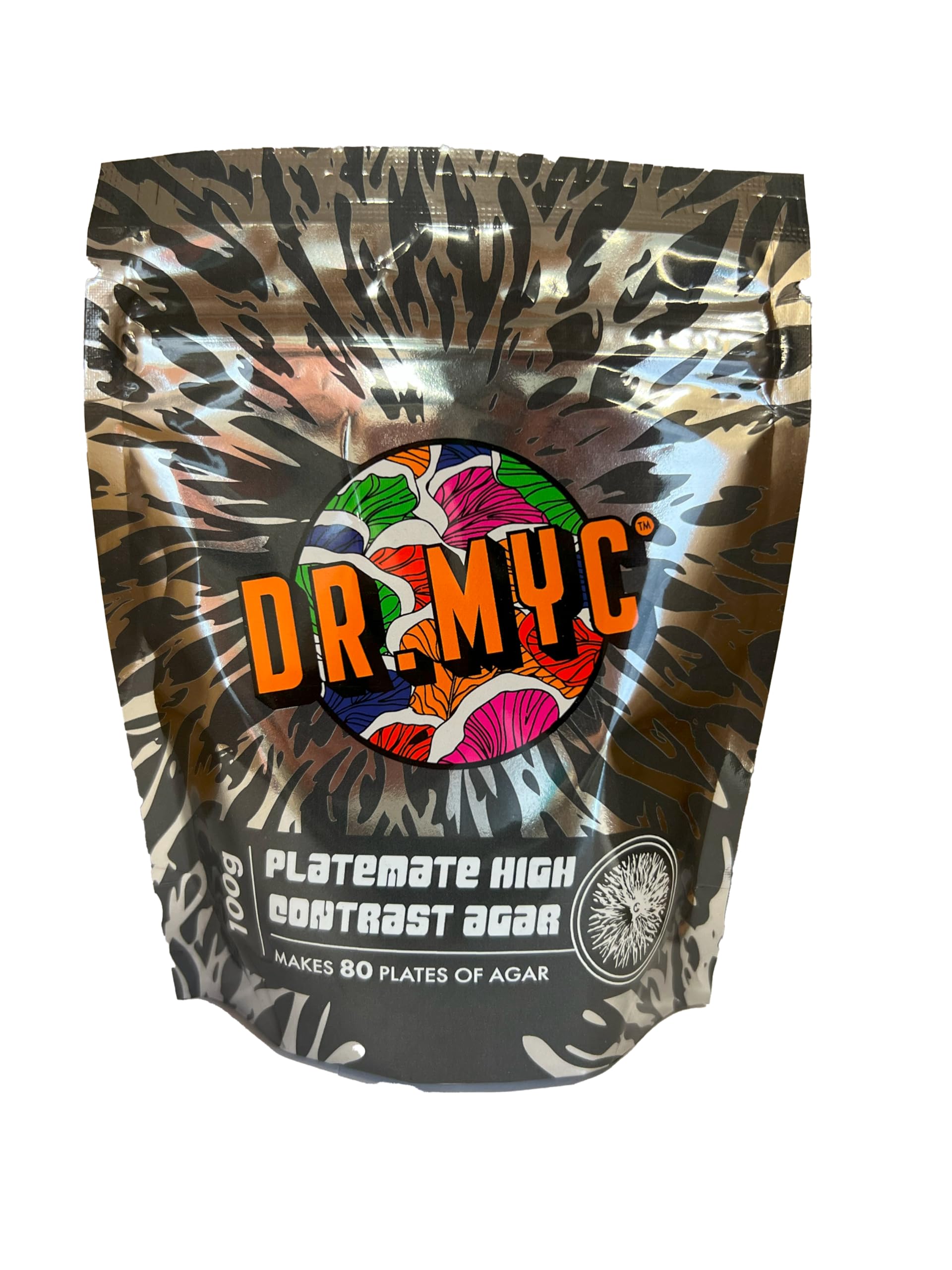 DrMyc.com Platemate "High Contrast" MYC Agar (Malt Extract, Yeast, Carbon) for Wood & Dung Loving Fungi. Complete with Step-by-Step Instructions. Designed for dung & wood lovers. Makes 80-120 plates