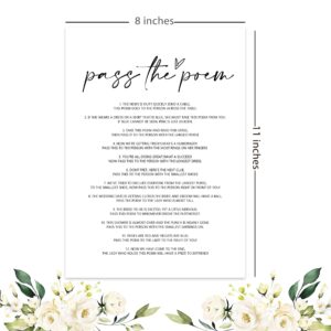 UHADRE Pass The Poem Bridal Shower Game, Minimalist Bridal Shower Cards, Wedding Party Game Cards for Guests, Bridal Shower Ideas-HLYX10