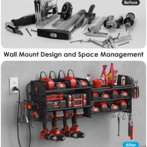 CCCEI Power Tools Organizers with Charging Station. Drills and Battery Holder Wall Mount with Cabinet Storage. Garage Rack Shelf with Power Strip. Gifts for Men, Father.