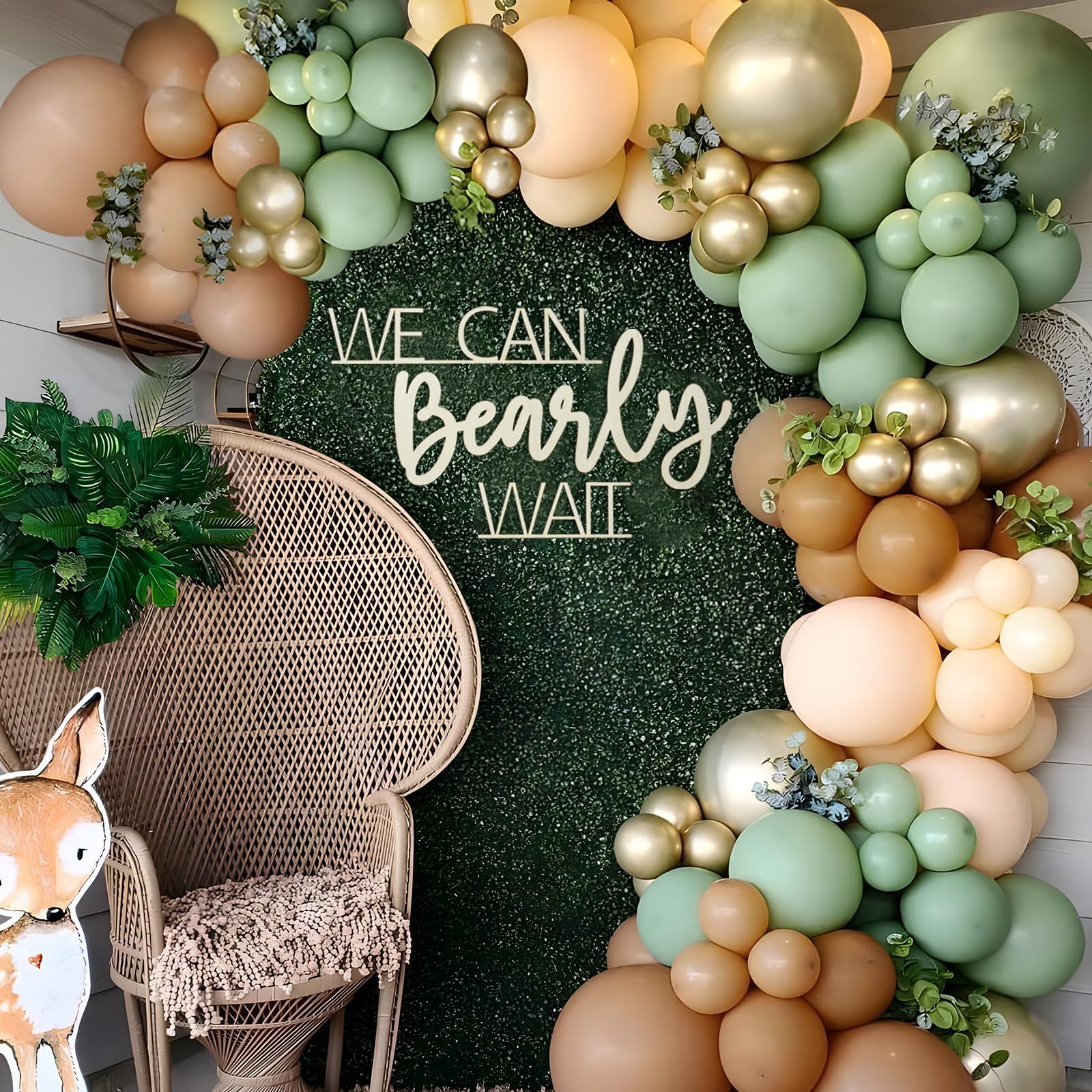 We Can Bearly Wait Sign for Teddy Bear Baby Shower Decoration Backdrop,Baby Boy Girl Gender Reveal Backdrop,Baby Announcements Photo Props(Wooden)