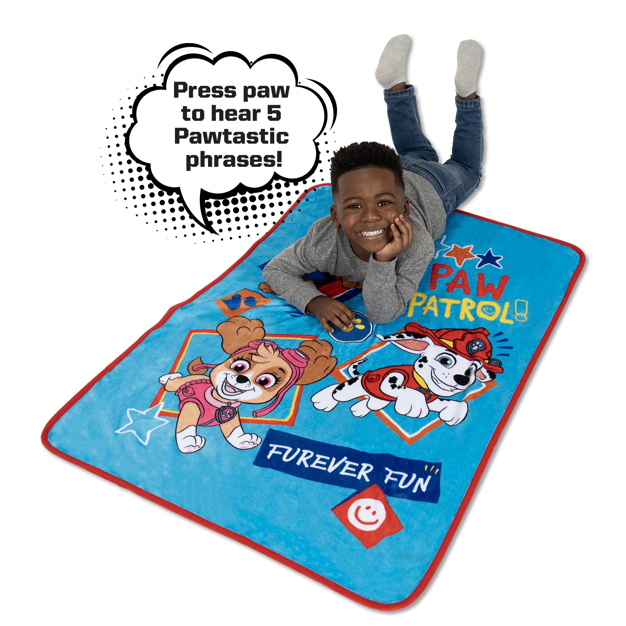 Paw Patrol Musical Warm, Plush, Throw Blanket That Plays Fun Phrases from The Show - Extra Cozy and Comfy for Your Toddler, Blue