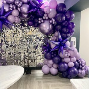 YMSZ Purple Balloons, 50pcs 12 inch Purple Confetti Balloons Kit, Metallic Purple Latex Balloons for Birthday, Bridal Shower,Wedding, Graduation Party Decorations